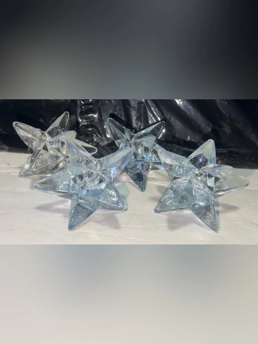Set of 4 Pier 1 Imports Glass Point Star Taper Candlestick Holders